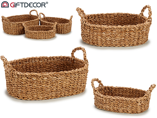 Set 3 oval baskets with handle