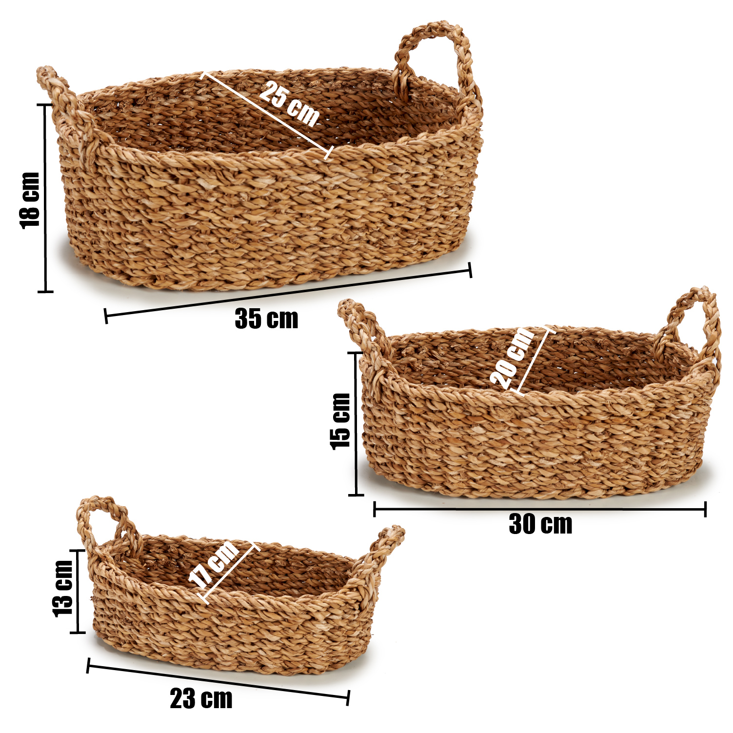 Set 3 oval baskets with handle - Imagen 3