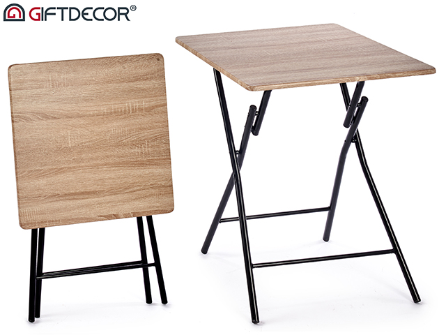 Folding table wooden color small bl feet