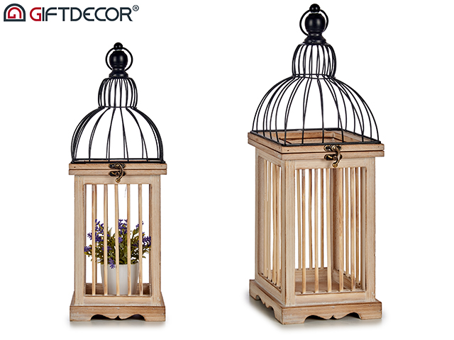 Natural square wooden cage