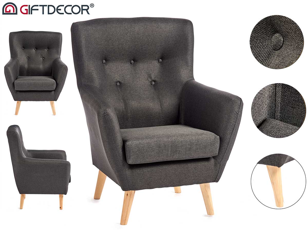 Dark grey retro haarlem armchair