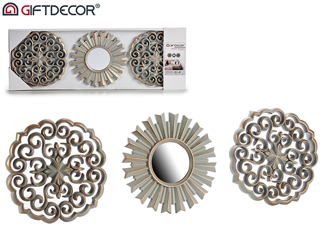 Set decoration 1 mirror grey/golden