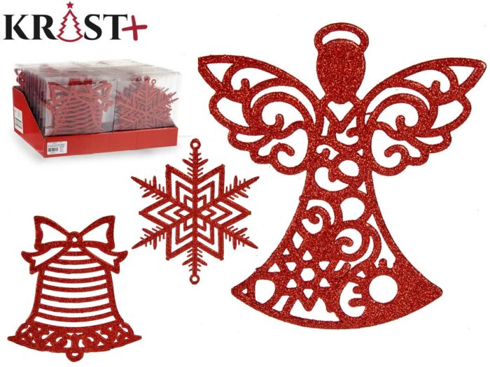 Set 3 colgantes arbol pvc purp rojo 15cm