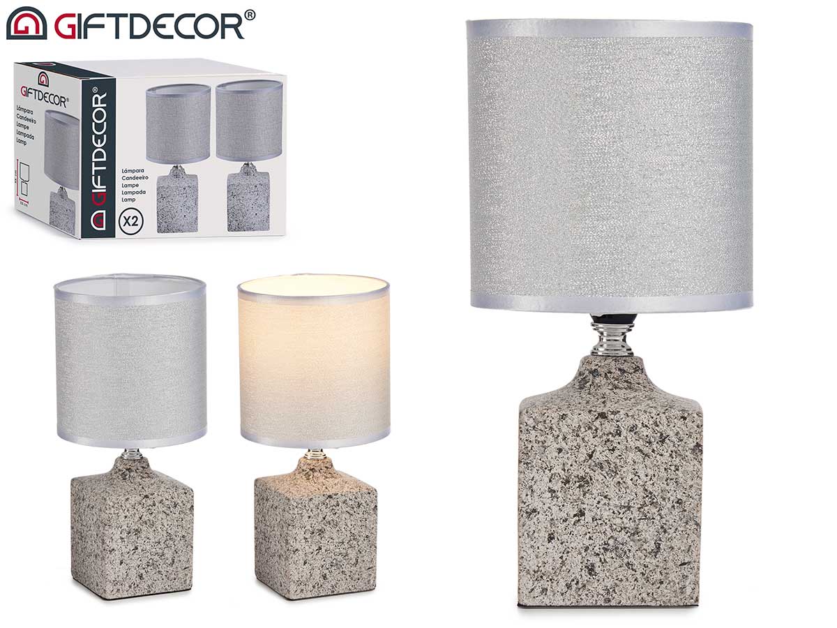 Set 2 white stone ceramic lamp