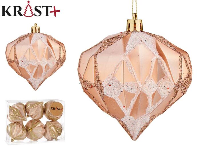 Set 6 bolas  cobre forma diamante 8 cm