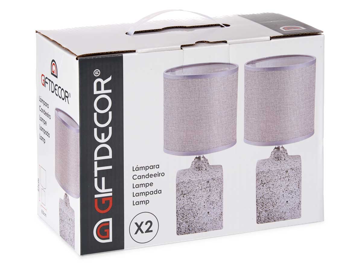 Set 2 white stone ceramic lamp - Imagen 3
