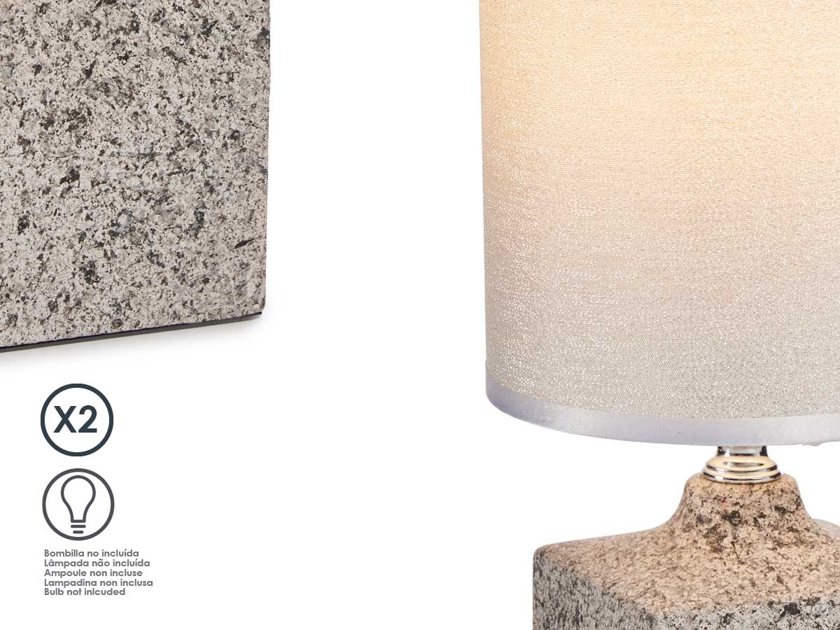 Set 2 white stone ceramic lamp - Imagen 4
